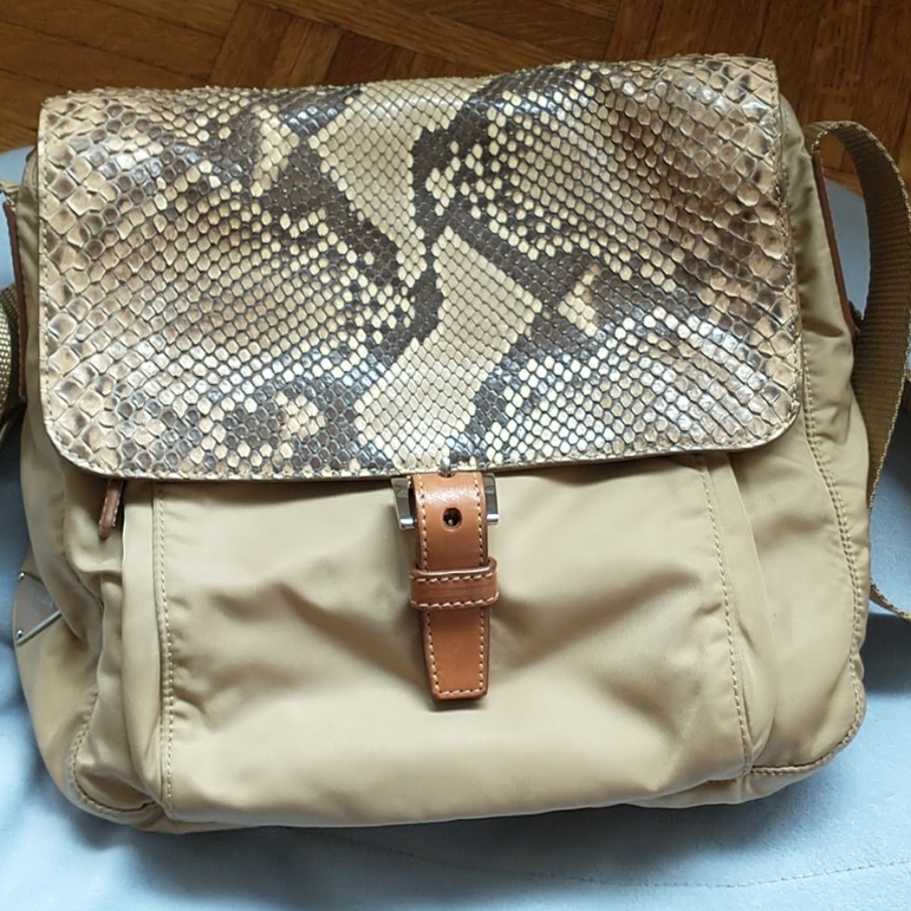 Prada Python Front Flap Crossbody Bag